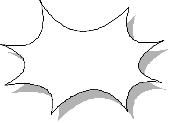 The black and white comic book panel shows a large explosion with several smaller explosions emanating from it at various angles; there is no text present in this image.