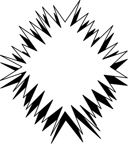 The image shows a black starburst with white lines radiating outward from its center against an unseen background.