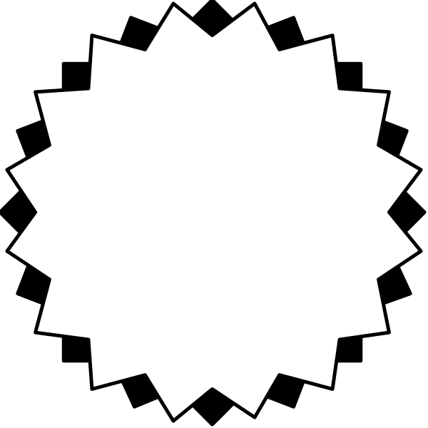 The image shows a black starburst with white edges against a dark background.
