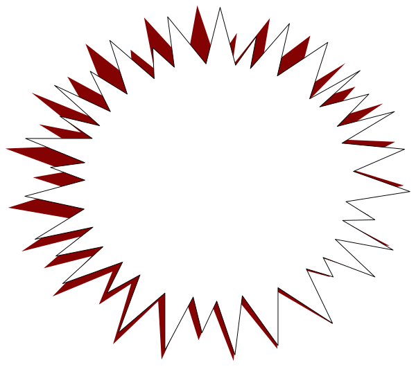The image shows a black square with an explosion graphic inside it against a white background.