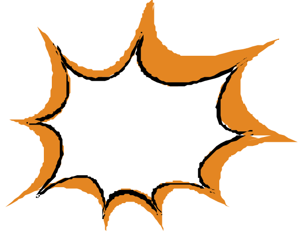 The image shows a stylized explosion with orange flames surrounding an impact point where there is no visible object to explode; it's set against a white background without any additional context provided in this clip-art format.