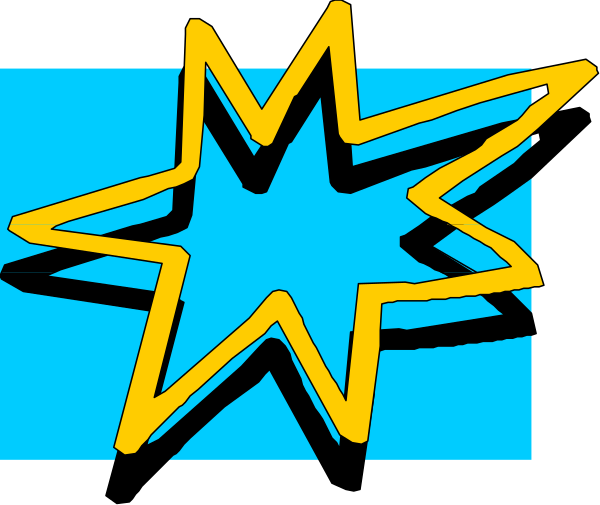The image shows a blue star with an explosion effect around it on top of what appears to be a black background.