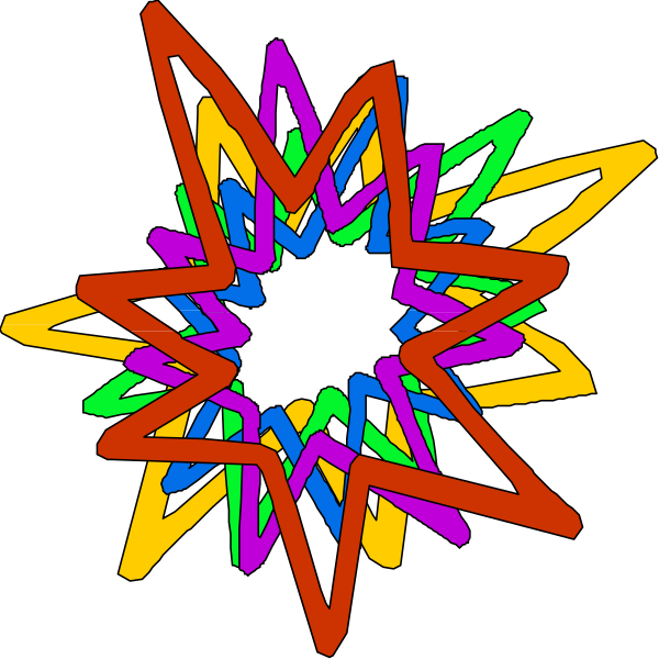 The image shows a colorful starburst design with multiple arms radiating outward from a central point.