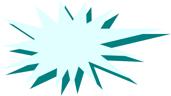 The image shows a stylized explosion with geometric shapes against a dark background.