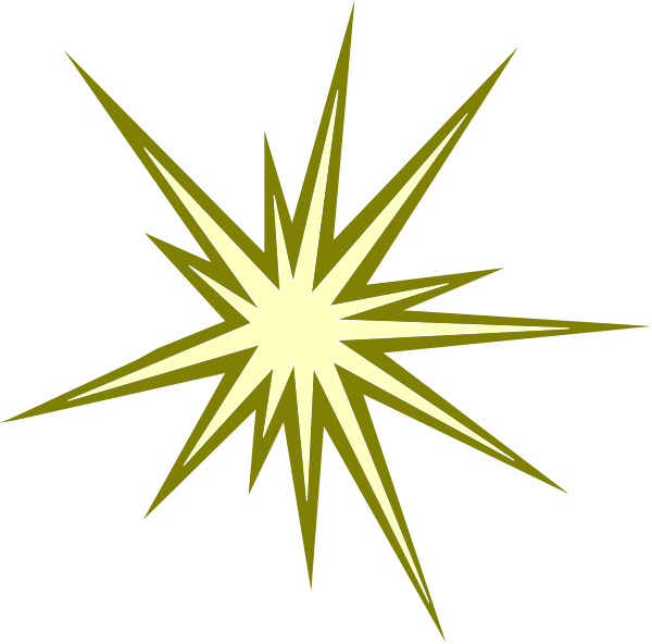 The image shows a bright yellow starburst with eight points against a black background.
