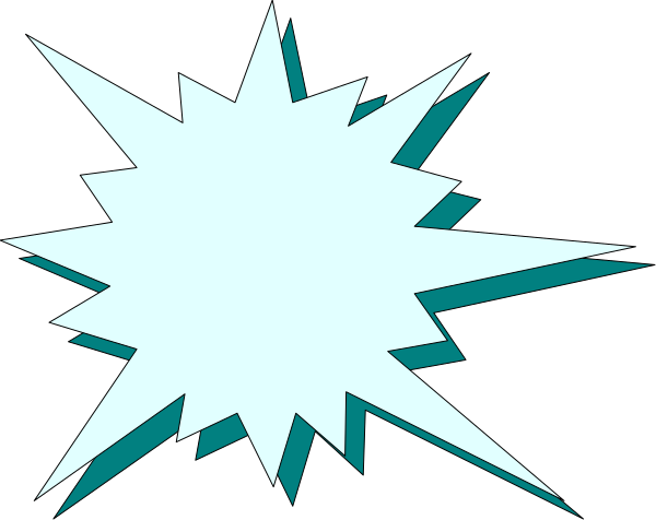 The image shows a black background with an explosion graphic on it that has white shards of glass flying outward from what appears to be at its center is a blue circle.