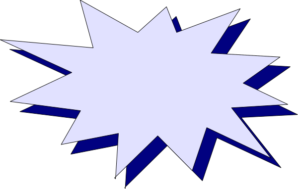 The image shows a blue explosion with white shards against a black background.