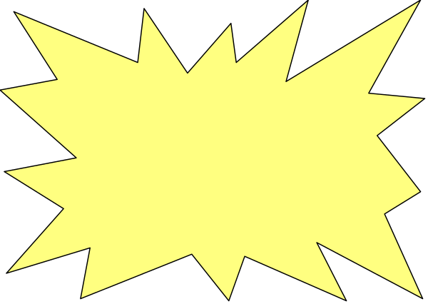 The image shows a yellow explosion graphic with black outlines of stars within it against an otherwise plain background.