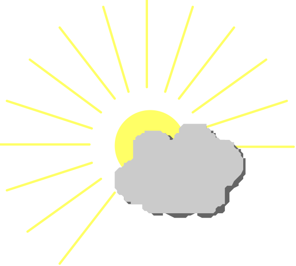 The image shows a simple pixelated representation of an evening sky with sunset rays on either side, depicting clouds in front of the yellowish-orange hue that suggests dusk is approaching.