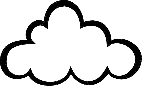 The image shows a black silhouette of clouds against a white background with no other discernible elements present.