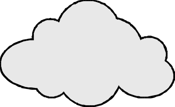 The image shows a simple black and white illustration of two clouds with an outline that suggests their fluffy texture against a dark background.