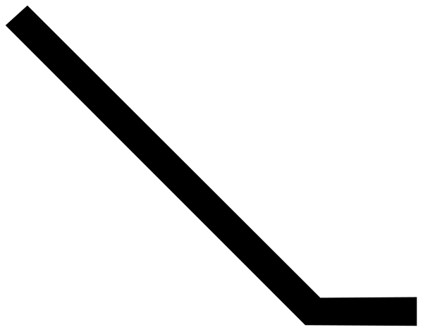 The image shows a black line with two white rectangles on either side of it against a gray background.