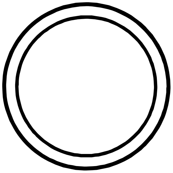 The image shows a black circle with two white circles inside it on top of each other against a dark background.
