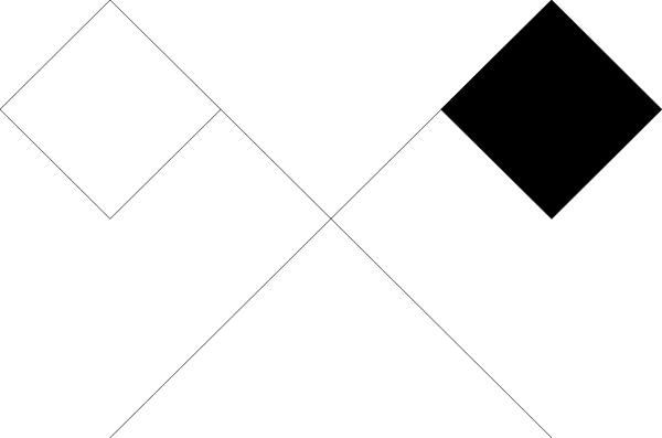 The image shows a black banner with two white diamonds on it against an indistinct background.