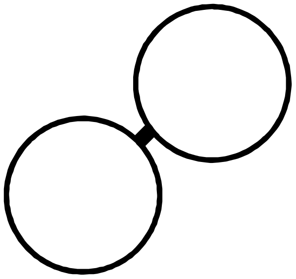 The image shows three white circles on a black background with no additional details provided about any other elements present within it.