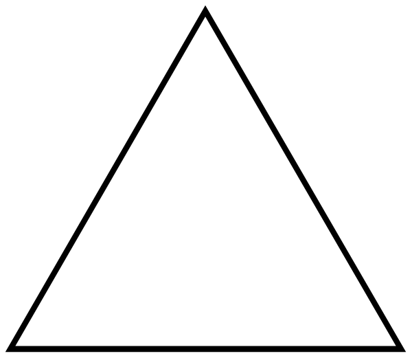 The image shows a black and white pixelated representation of an upside down pyramid with three visible sides against a dark background.