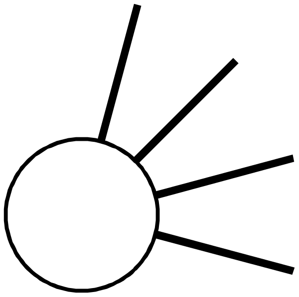 The black and white image shows a collection of circles with varying sizes placed on top of each other against an empty background.