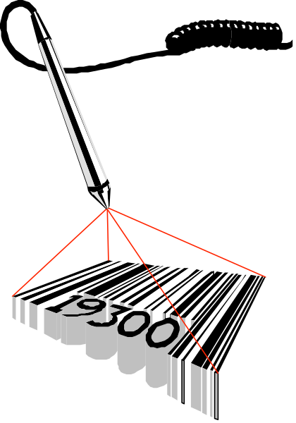The image shows a black and white illustration of an airplane with its landing gear extended flying over what appears to be a barcode scanner symbolized by vertical lines representing data storage capacity in megabytes, indicating that it is likely related to technology or aviation security checks.
