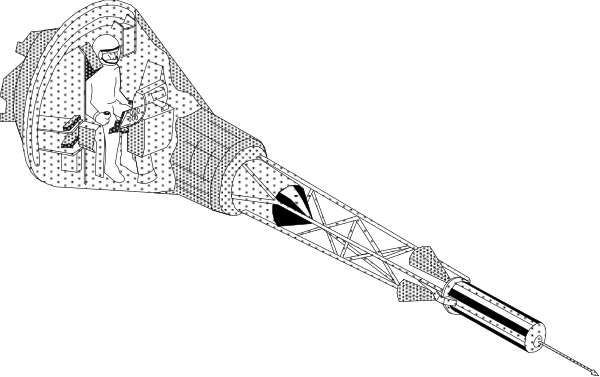 The black and white illustration shows a person on skis being pulled by an airplane with two propellers flying overhead in what appears to be nighttime against a dark sky background.