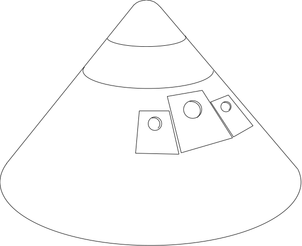 The black background shows a white icon of three dots aligned vertically with two smaller circles on either side at top left corner.