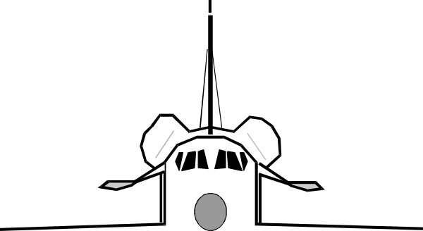 The black and white picture shows a cartoon of an airplane with two propellers flying over land at nighttime under clear skies.