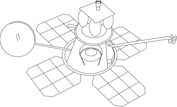 The image shows a black background with two white circles at different heights on what appears to be an abstract representation of space or sky.