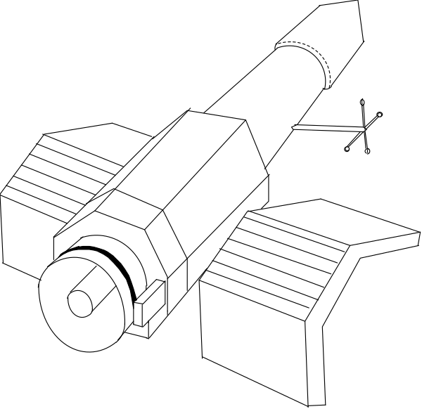 The black screen displays a white line that appears to be moving horizontally from left to right across it at an angle of approximately 45 degrees. There is no other content visible in this image. It's just plain and simple, with nothing else present or identifiable within the frame provided by the clip-art style. The setting seems abstract as there are no discernible objects, people, animals, actions, or a specific location depicted herein.