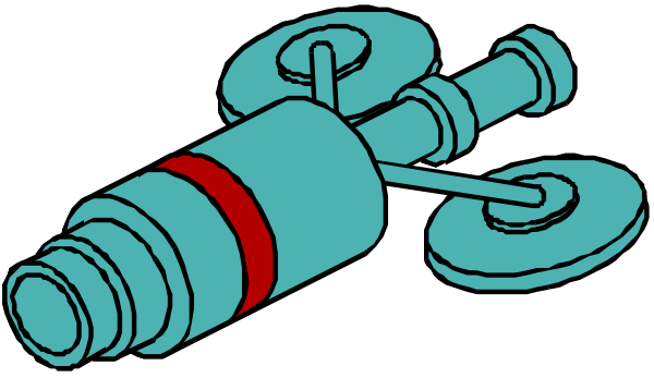 The image shows a black and white illustration of an old-fashioned mechanical device with various parts such as gears, springs, pulleys, levers, wheels, and rods connected to each other in different ways on what appears to be a dark background.