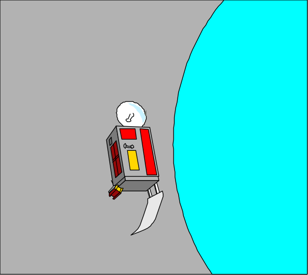 The cartoon shows a robot standing on top of an open door with its arm extended towards something outside frame while looking down at it from above; there is no visible text in this image.