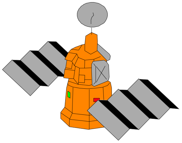 The image shows a cartoon depiction of an astronaut inside what appears to be a space shuttle with open doors on either side, set against a black background that resembles outer space.