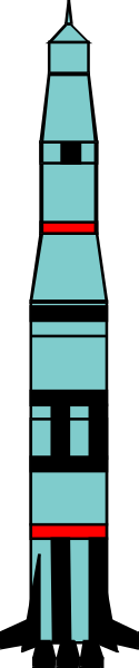 The image shows a rocket with multiple stages on its body against a gray background; it is depicted as if standing upright in front of another similar object that appears to be smaller due to perspective distortion created by an optical illusion effect, which makes one end look larger than the other and gives depth perception.