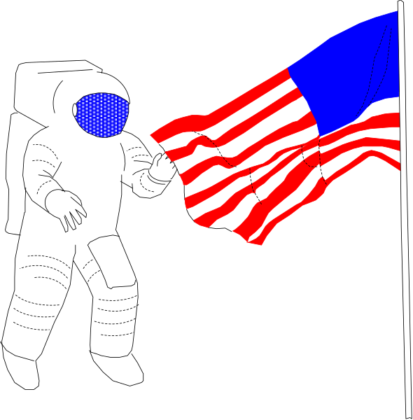 The flag of the United States on a pole with an American football field background.