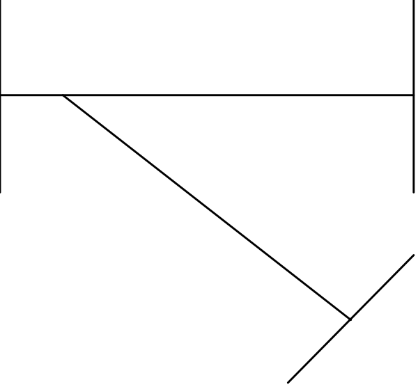 The black and white photo shows a simple geometric pattern with no discernible content other than shapes and lines.