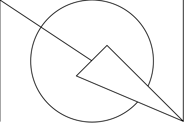 The image shows a black and white graphic of two triangles pointing upwards with an abstract background that resembles mountains in silhouette form.