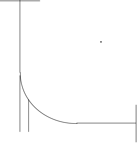 The image shows a simple black and white line drawing of three vertical lines with varying lengths against an empty background.