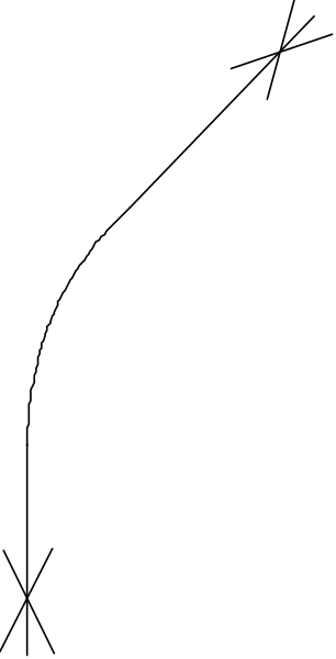 The image shows a black vertical line on a gray background with two horizontal lines of different shades creating an optical illusion effect in between them.