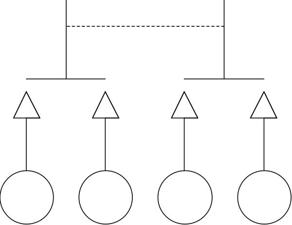 The image shows a black line with two white rectangles on either side of it against a gray background.