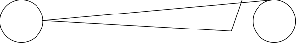 The image shows a gray background with two black lines that appear to be parallel but have different lengths on each end of their intersection point.