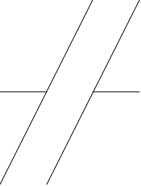 The image shows a black strip with white stripes of varying widths on either side against an indistinct background that appears to be grayish-brown in color.