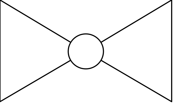 The image shows a simple black and white representation of an object with two visible sides: on its left side is what appears to be a small circle resembling a light source; on its right side there's another smaller, darker shape that could represent either a shadow or part of the same object.