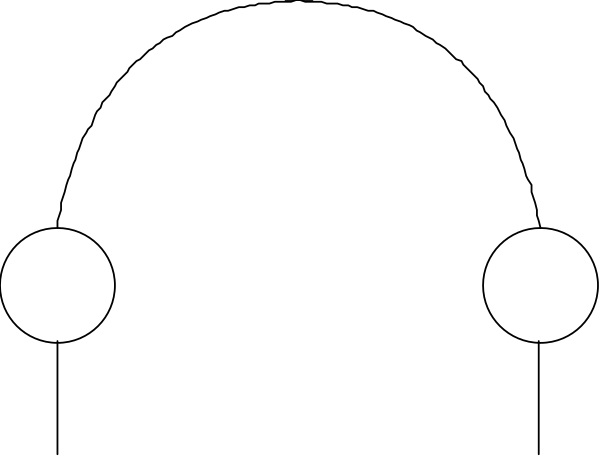 The image shows a black line with two white rectangles on either side of it against a gray background.