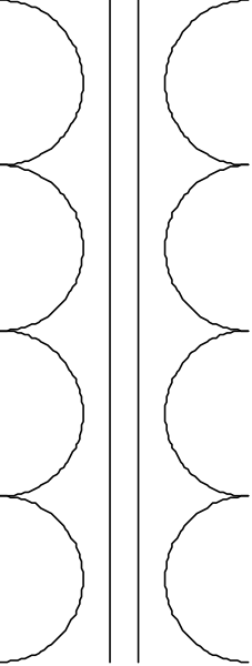 The image shows a black and white pixelated representation of an abstract figure with vertical lines on its body against a gray background.