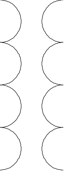 The image shows a black and white pixelated representation of an abstract figure with vertical lines on its body against a gray background.