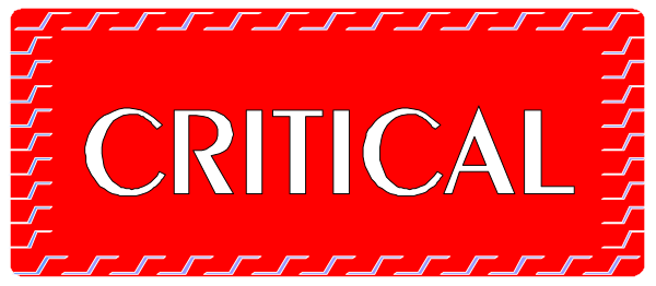 The image shows a red banner with white text that reads "CRITICAL" on it against an indistinct background.