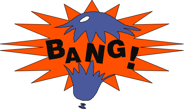 The image shows a cartoon explosion with an exclamation mark inside it that says "BANG!"