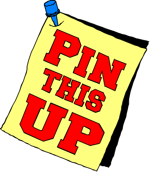 The image shows a sign with text that reads "Pin This Up" on it, indicating an action to be taken by viewers of this clip-art illustration.