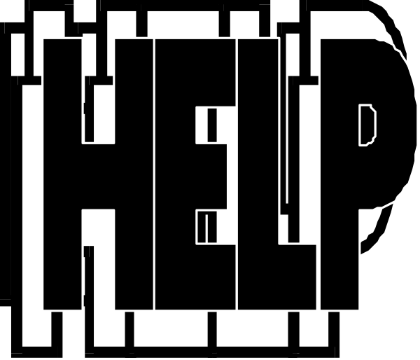 The text "HELP" on a black background with white letters that appear to be distorted by an effect similar to heat waves emanating from it.