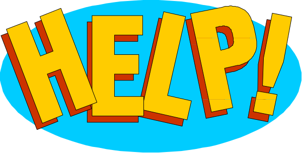 The image shows a cartoon bubble with text that reads "HELP!" on it against an orange background.