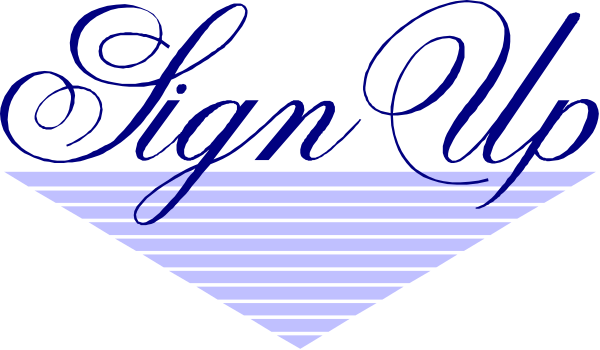 The image shows a blue sign with white text that reads "SIGN UP" on it against an abstract background featuring lines of different thicknesses in shades of gray and black.