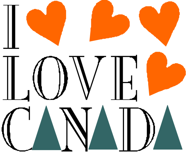 The image shows a black background with red hearts scattered across it at various heights; there is also an arrangement of three small trees in blue on top left corner.